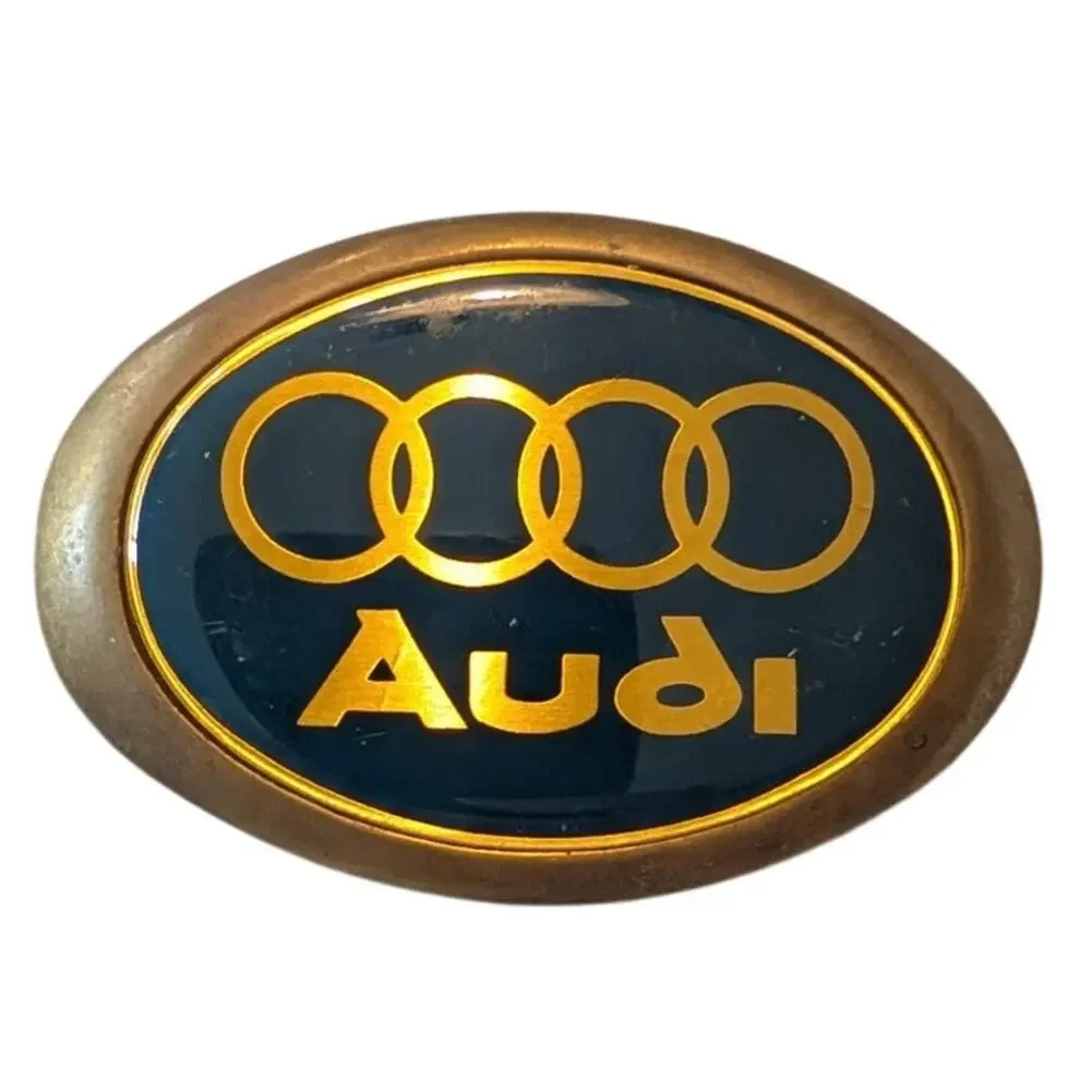1983 Baron Solid Brass Audi Belt Buckle Vintage Oval Logo